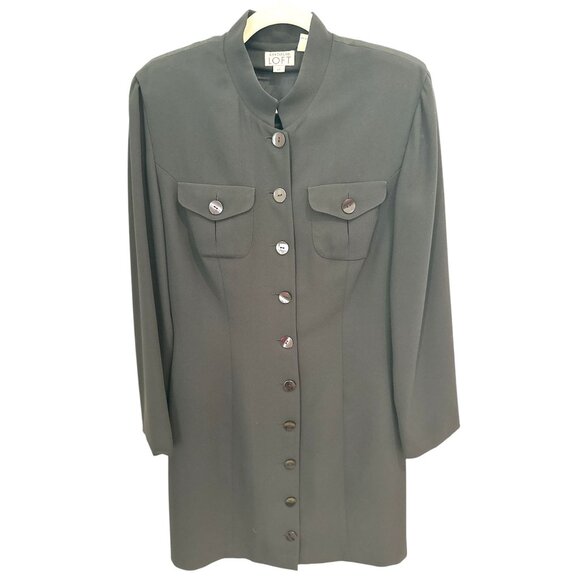 Vintage 90s Ann Taylor Loft Long Sleeve Black Dress, size 12 - Picture 2 of 15